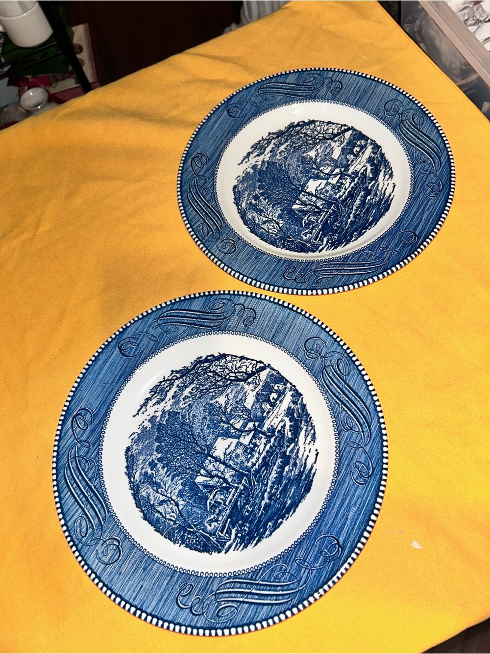 2 Vintage Currier & Ives “The Old Grist Mill” Plate by Royal China 10.5